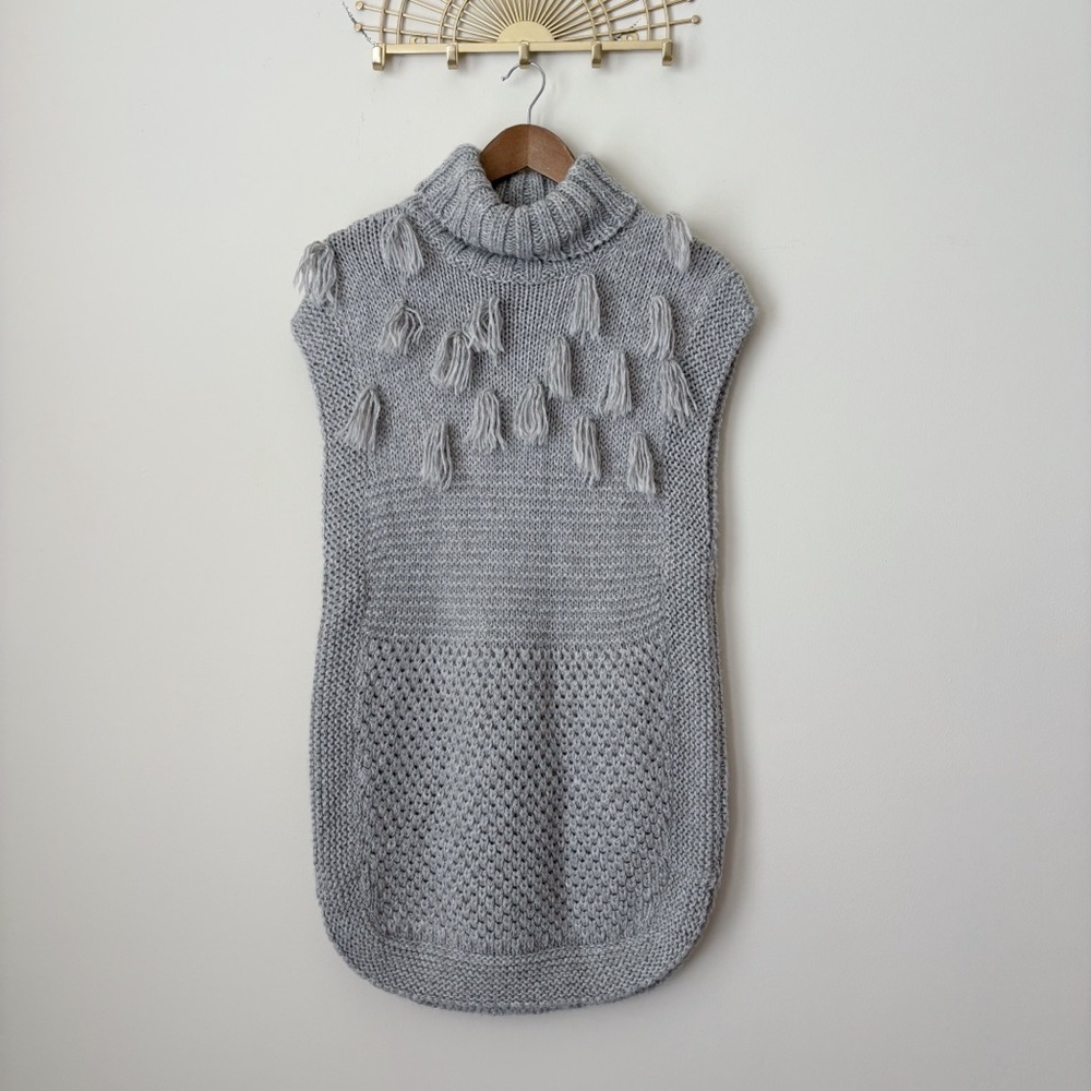 Apiece Apart Grey Fringe Alpaca Turtleneck Sweater Vest Small Grey Après-Ski - Picture 12 of 12